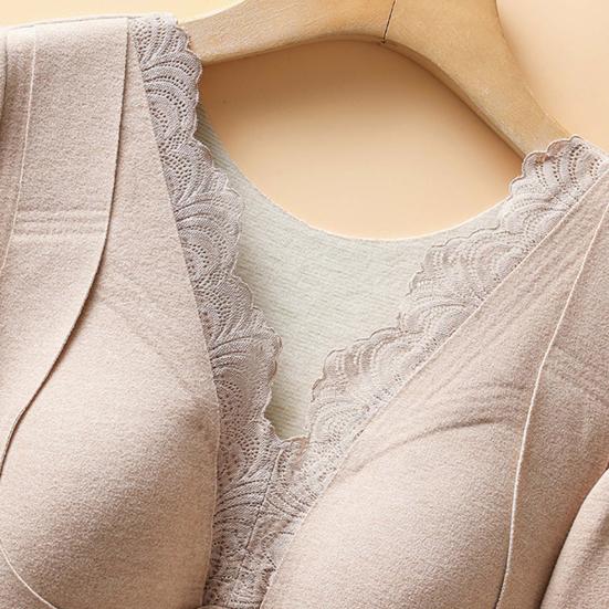 Термобелье с встроенными нагрудными накладками, двухслойный бархат DE, утепляющий свитер с длинными рукавами, однотонная зимняя верхняя одежда