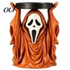 Seasonal Window Display Halloween Grim Reaper Candle Holder, Spooky Screaming Ghost Candlestick Tealight Holder Table Centerpiece for Indoor