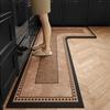 Кухонный коврик ПВХ Водонепроницаемый Нескользящий Ковер L-образной формы Коричневый Кожаный Коврик для ног Цветочный Ковер Текстура Домашние Декоративные Ковры