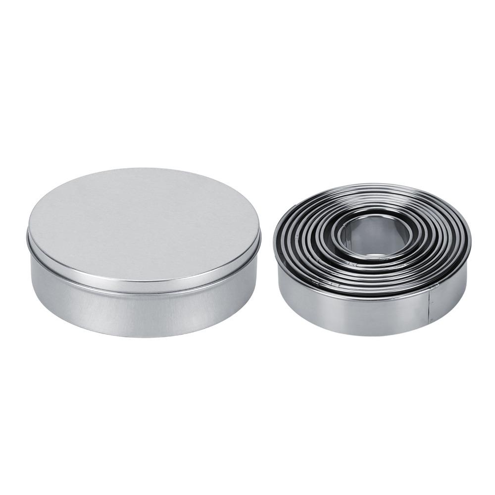 12pcs Stainless Steel Biscuit Cutter Round Shape Donut Cutter Cookie Pastry Dessert DIY Daily Use