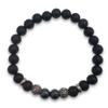 [R2142] - Designer Bracelet 'Mineralia' Hematite - Ebony Wood - 8 Mm