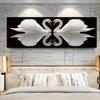 Modern Swan Heart Swans Love Canvas Painting Animal Wall Art Posters and Prints for Living Room Bedroom Home Decor No Frame