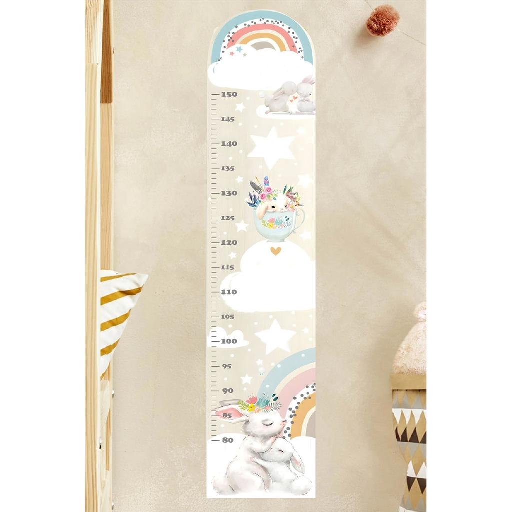 Наклейка на датчик высоты в детской комнате с кроликом и радугой