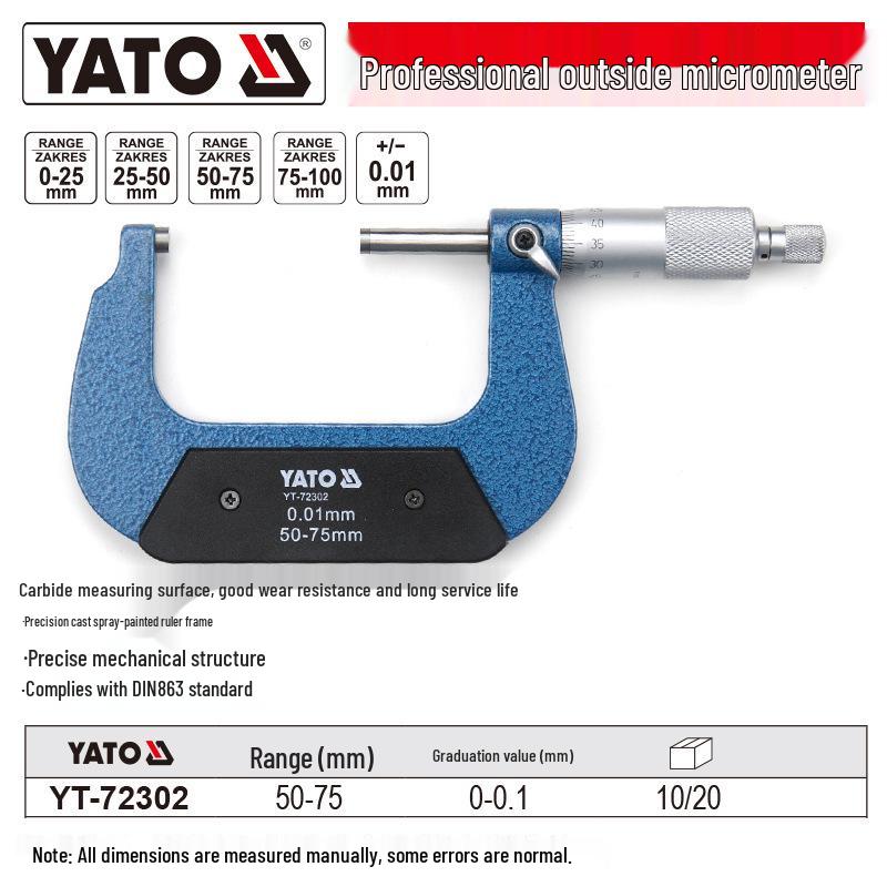 YATO Высокоточный внешний микрометр спиральный глубиномер