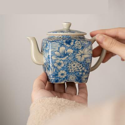 Чайник для цветочного чая Jingdezhen Ruyao, керамический квадратный чайник в стиле хань, ретро-чайник, чайник для холодной воды, бытовой чайный сервиз в стиле кунг-фу, 190 мл