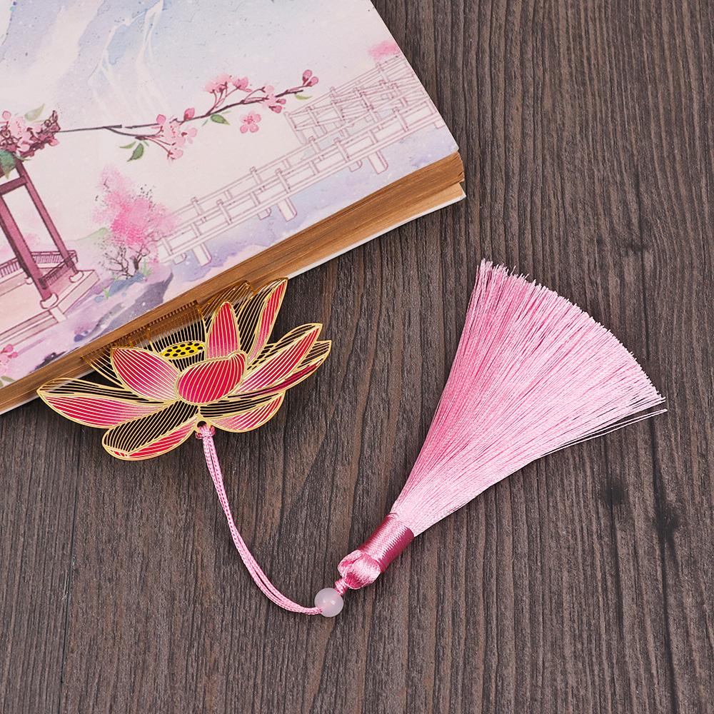 School Office Supplies Tassel Metal Pendant Hollow Painted Pagination Mark Book Clip Brass Bookmark