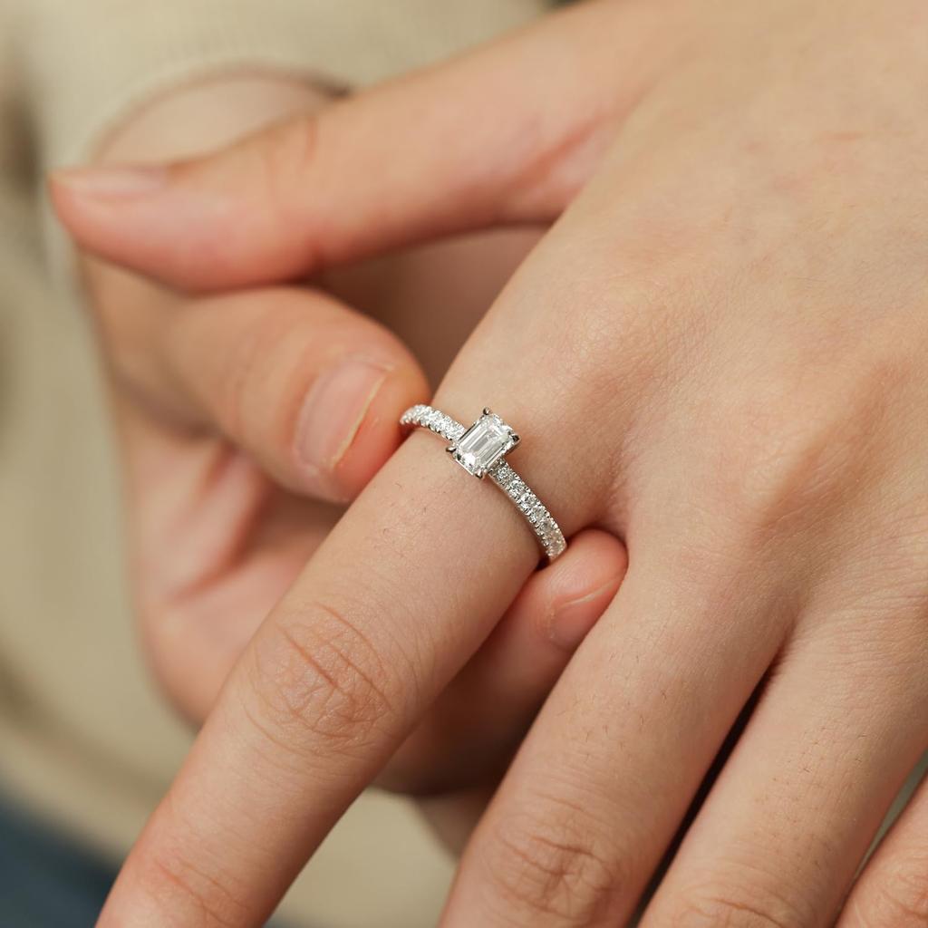 FANCIME Бриллиантовое кольцо Основной размер Стерлинговое серебро Овальная огранка Идеально для и Подарочная упаковка Женское "Одно обещание" Камень 0,5 карата (0,61 карат) / 0,61 карата (0,5 карата) /