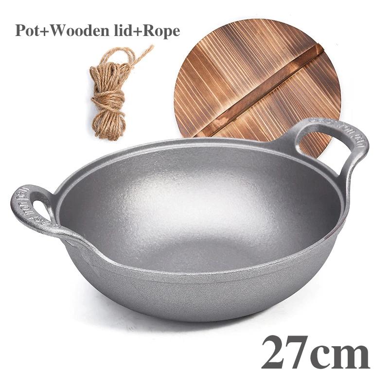 Чугунок старого образца Без покрытия Фритюрница Кастрюля для тушения Сковорода Сковорода с антипригарным покрытием С плоским дном Индукционная плита газовая универсальная Котел вок сковорода