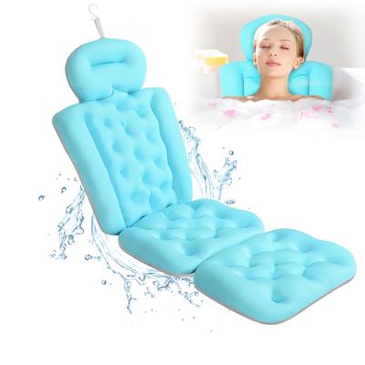 Подушка для ванны размером 51x16 дюймов для всего тела, подушки для ванны с сетчатым мешком для белья и нескользящими присосками