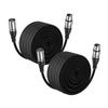EBXYA 100ft XLR Microphone Cable 2 Pack Premium Balanced Mic Speaker Cable 3 Pin XLR Male To Female 100ft Black -