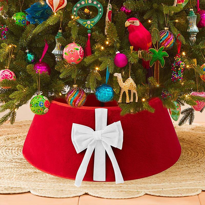 1PC Red Green White For Artificial Trees Tree Stand Base Holiday Plush Cloth Home Decor Bow Christmas Tree Collar Festival