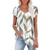 Women's Tunic Tops Elegant Casual Summer Short Sleeve Shirts Floral Loose Pleated Bohemian Tops