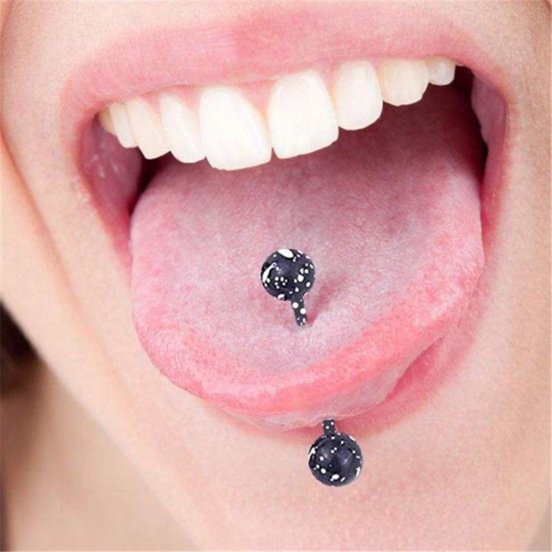 8 шт./компл., смешанные красочные шарики из нержавеющей стали, кольцо на язык, пирсинг, ювелирные изделия