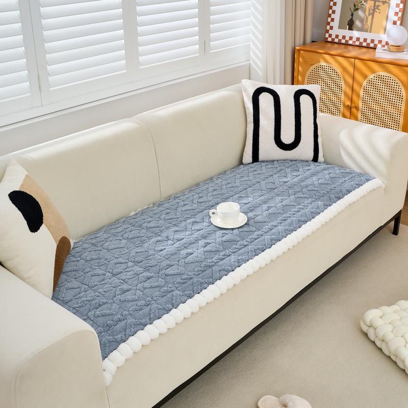 Премиальная цельная подушка для дивана Осенне-зимняя плюшевая подушка для сиденья Не теряет ворс, Тканевое полотенце-чехол для дивана Зимний новый чехол