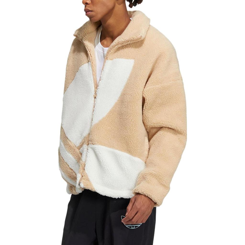 adidas Куртка Originals Trefoil с большим логотипом, утепленная флисом Шерпа, коричневая HR3487