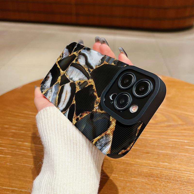 Мягкий силиконовый чехол-накладка на заднюю панель телефона из кожи с принтом под мрамор с вертикальной текстурой и полной защитой объектива камеры для Samsung