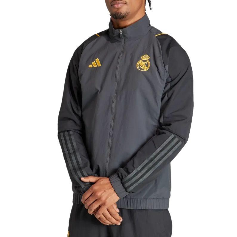 Adidas Куртка мужская Real Madrid 23/24 сезон, облегающего кроя, с воротником на молнии, с длинным рукавом IB0044