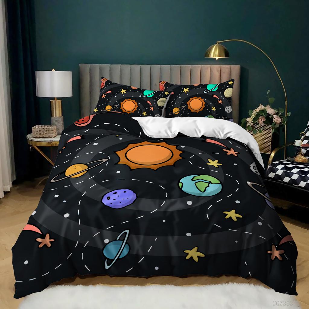 Комплекты постельного белья Galaxy Space для детей, размеры Full/Queen/King, синие комплекты пододеяльников со звездами и вселенной для мальчиков, девочек, подростков, для спальни