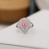 Кольцо с розовым бриллиантом в виде капли воды, кольцо с цветным бриллиантом и цирконом, женское кольцо с имитацией помолвки с микро-бриллиантами