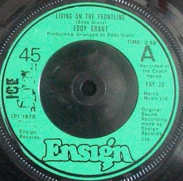 7-дюймовая пластинка Эдди Гранта "Living On The Frontline" ENY26 Ensign ICE 1979 Великобритания Регги Ска Даб Б/у
