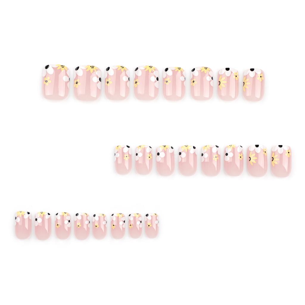 French Flower Small Fresh Ins Style Nail Nail Piece Short Square European Square Manicure Fake Nail Piece Short