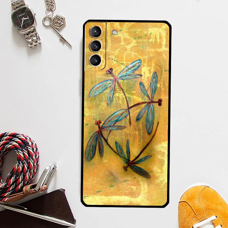 Чехол с узором «Стрекоза» для Samsung Galaxy S25 Ultra S20 S21 S22 S23 Plus S24 Ultra S9 S10 S25 FE Чехол Coque