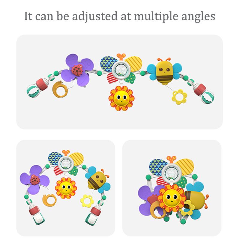 0-6-12 Months Baby Toy Stroller Arch Rattle Adjustable Clip Crib Mobile Hanging Bed Bell Educational Toys for Newborn Gift