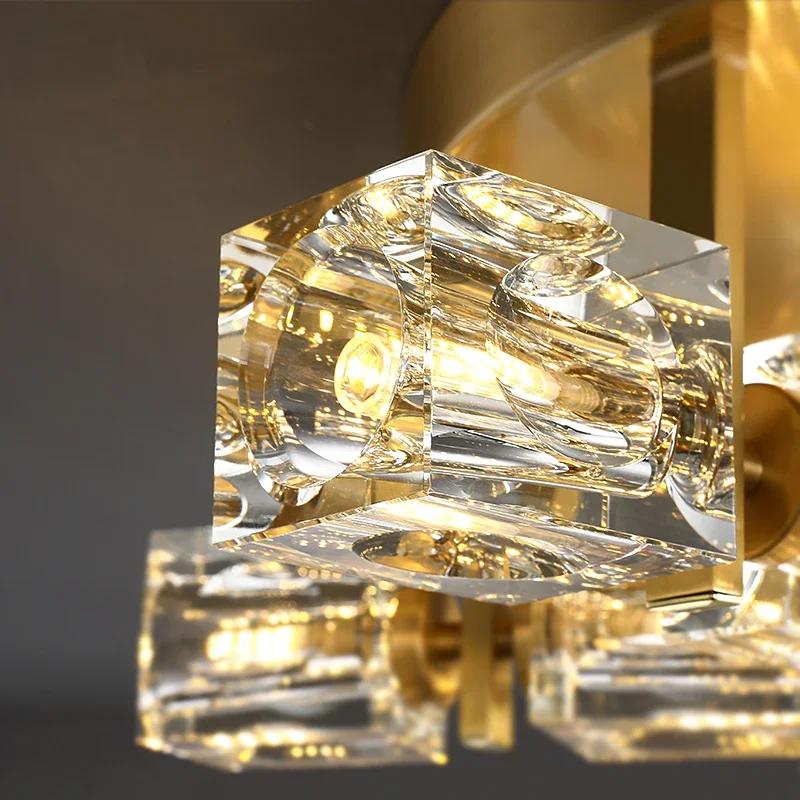 Креативная хрустальная люстра, потолочный светильник, декор для дома, золотая люстра, дизайн потолочного светильника для гостиной, столовой, спальни, кухни