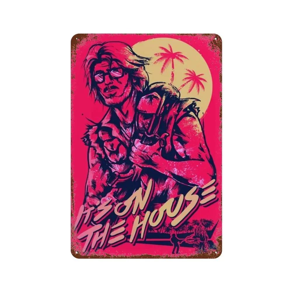 Постер Hotline Miami Горячие Классические Постеры Приключенческой Игры и Металлическая Жестяная Табличка Настенное Искусство Декорация Табличка Мужская Пещера Домашний Декор студия