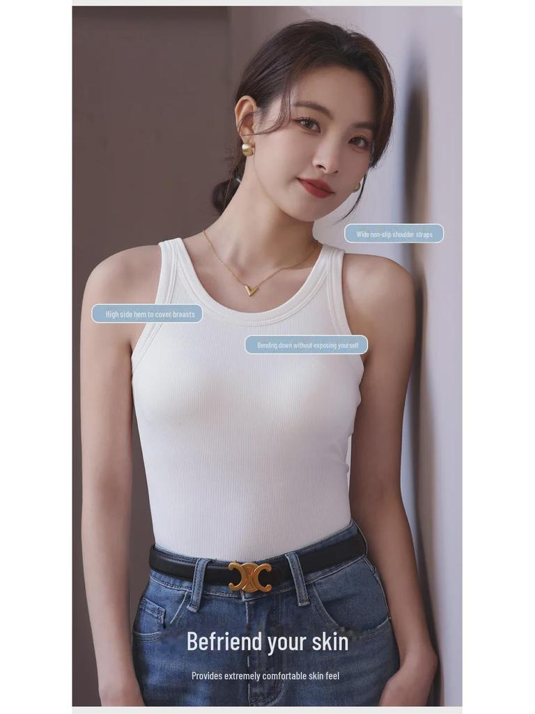 Женский топ из хлопка и модала в рубчик с нагрудными вкладышами, цельный низ, нижнее белье больших размеров с защитой от воздействия внешней среды