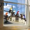Removable Window Sticker Bird on Branch Sticker, Colorful Birds Decorative Static Glass PVC Cling Decal, Waterproof Animal for Bathroom