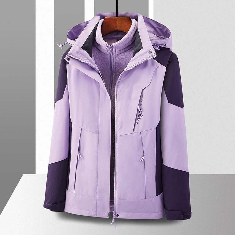 Men Women 3-in-1 Removable Waterproof Windproof Hiking Jacket With Fleece Liner Winter Outdoor Trekking Camping