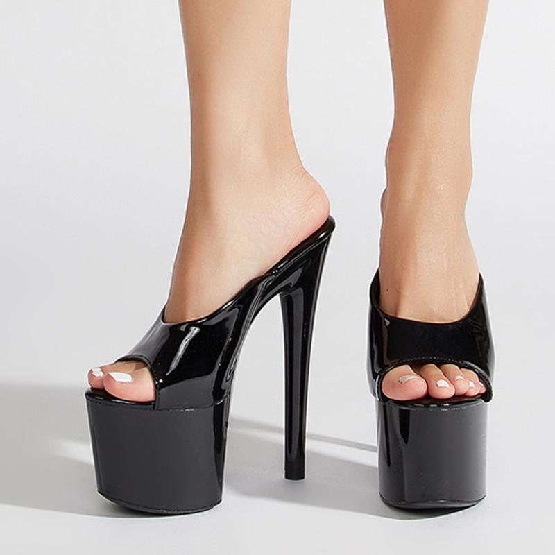 Модная женская обувь Сексуальные туфли на высоком каблуке 17 см Современные шлепанцы для женщин Сандалии на платформе Вечеринка Ночной клуб Обувь для стриптиза Zapatos Mujer