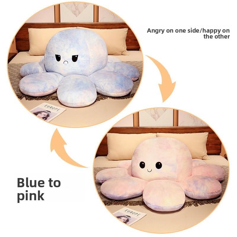 Reversible Dye Scape Octopus Plushie With Cartoon Animal Shape For Kids Bedroom Decor
