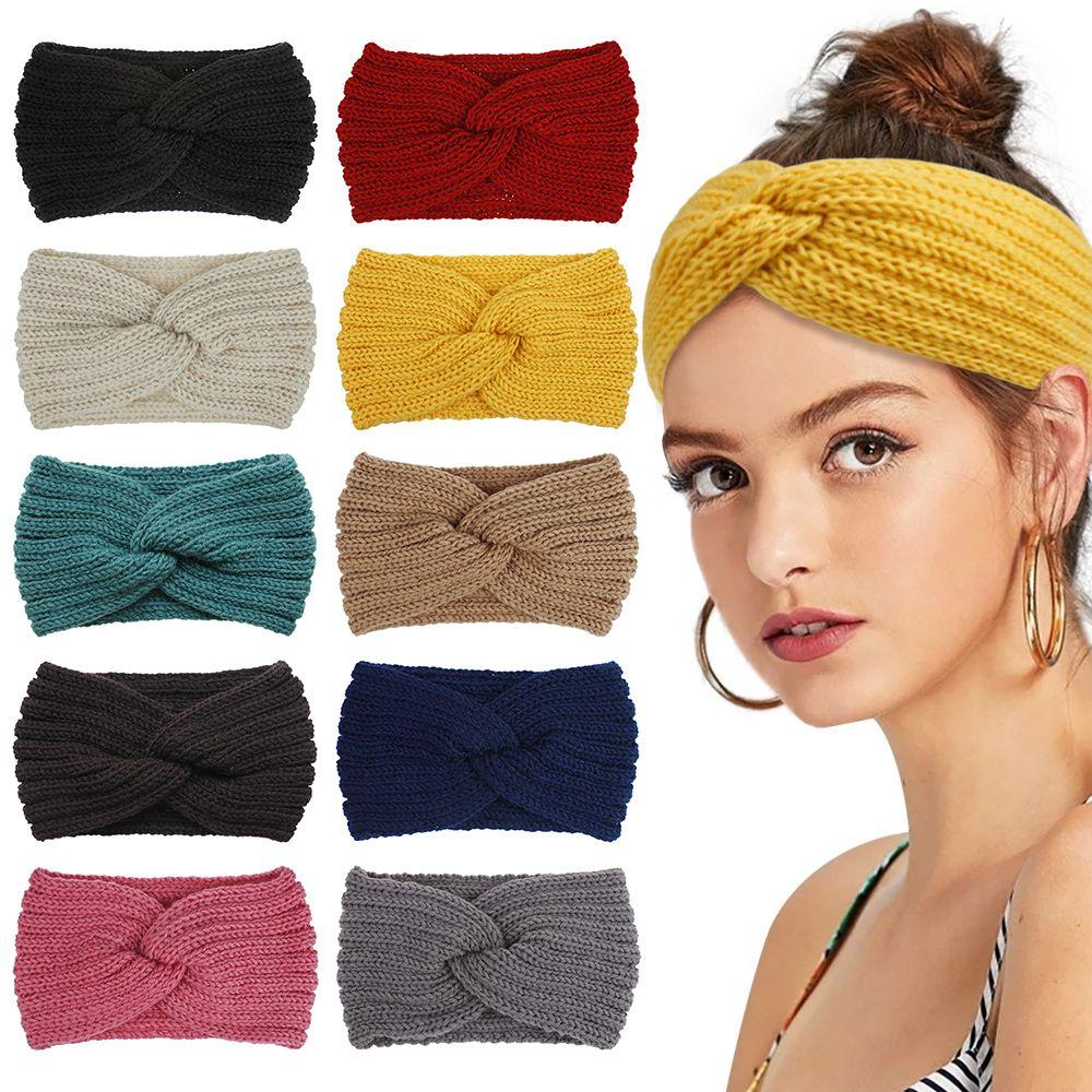 Women Hairband Head Wrap Cross Knot Hairband Hair Accessories Knitted Headband Ear Warmer Headband