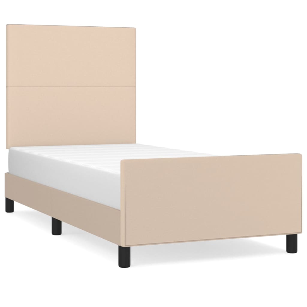 Bed Frame with Headboard Cappuccino Brown 100x200 cm Faux Leather
