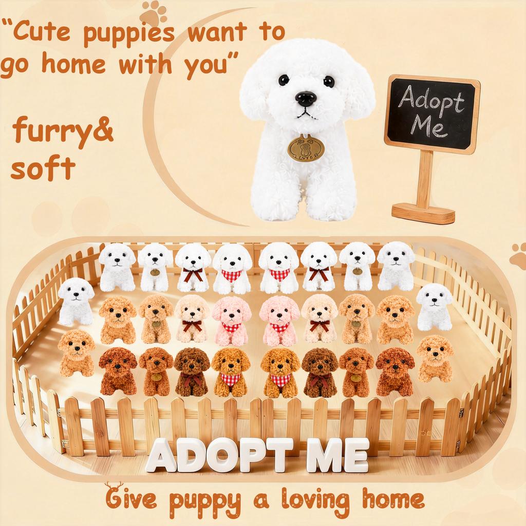 12-48Pcs Teddy Dog Plushies Bulk Adopt A Puppy Party Dog Birthday Gift Party Favor Puppy Stuffed Animal For Kids Party Decor