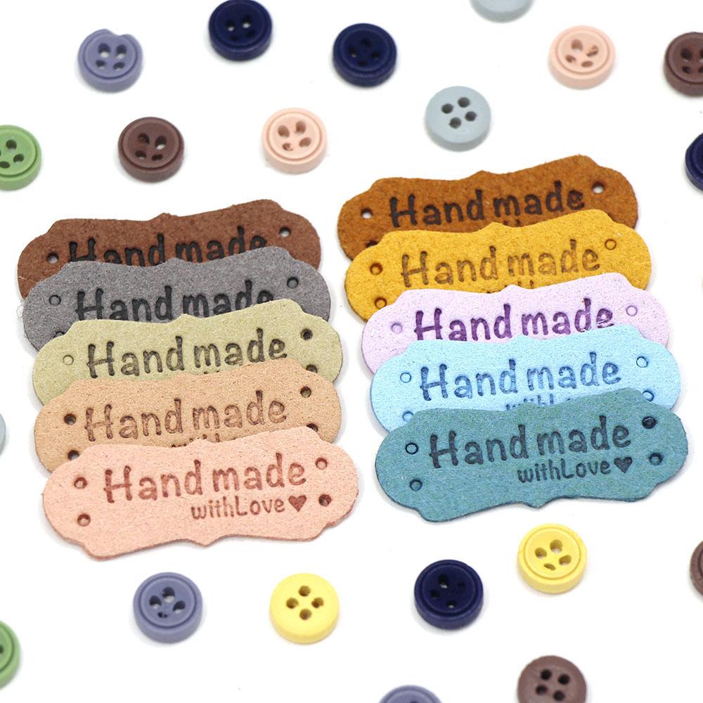20PCS Handmade Hats Bags PU Leather Clothes Tags Garment Labels Label Hand Made With Love