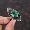 Кольцо с граненым замбийским изумрудом, кольцо из медной проволоки, регулируемое кольцо, ювелирные изделия ручной работы, оригинальное кольцо с драгоценным камнем, медные украшения, подарок на помолвку
