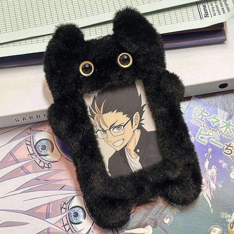 3-дюймовый милый мультяшный медведь кролик плюшевый держатель для фотокарточек корейский идол фото держатель для девочек милый брелок удостоверение личности кредитная защита канцелярские принадлежности