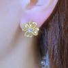 Серьги-клипсы в виде сердца и цветка из циркона кофейного цвета - Роскошные и модные клипсы для женщин