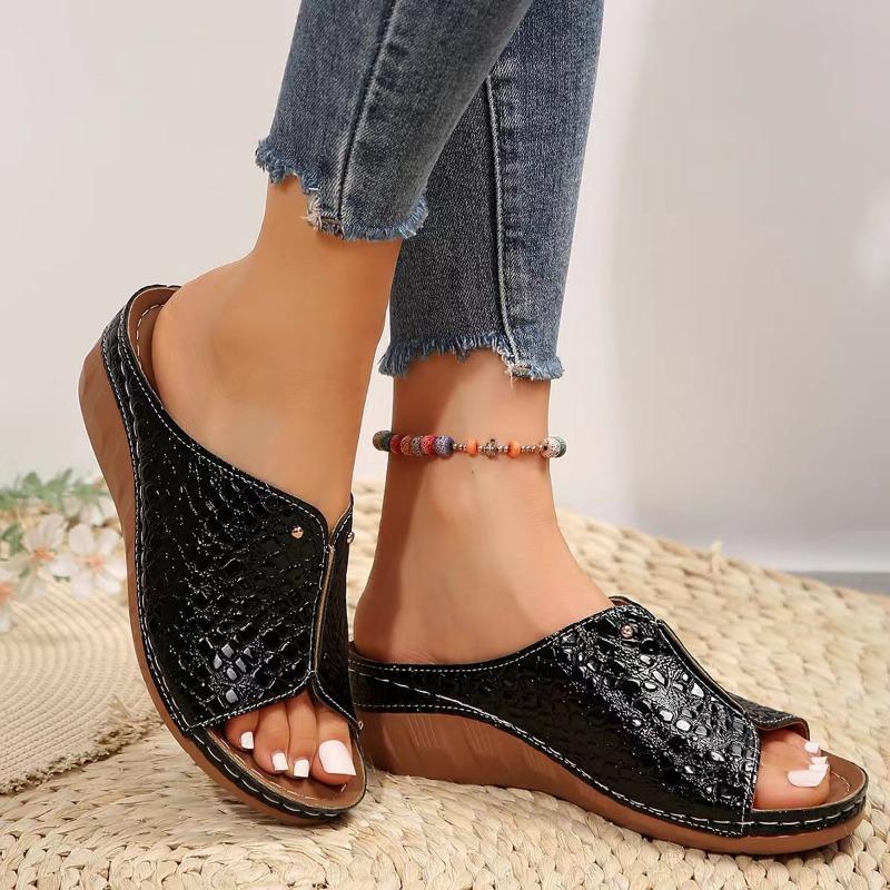 Модные европейские и американские весенние сандалии женские удобные на танкетке, толстая подошва, простая повседневная одежда, тапочки больших размеров 36-43