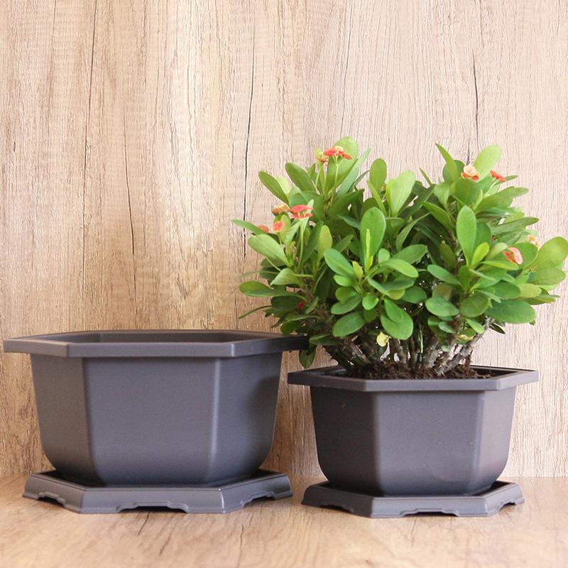 Flowerpots Plastic Plants Pots With Trays Garden Landscape Bonsai Pot Outdoor Rectangular Square Planter Flower Pot Home Decor