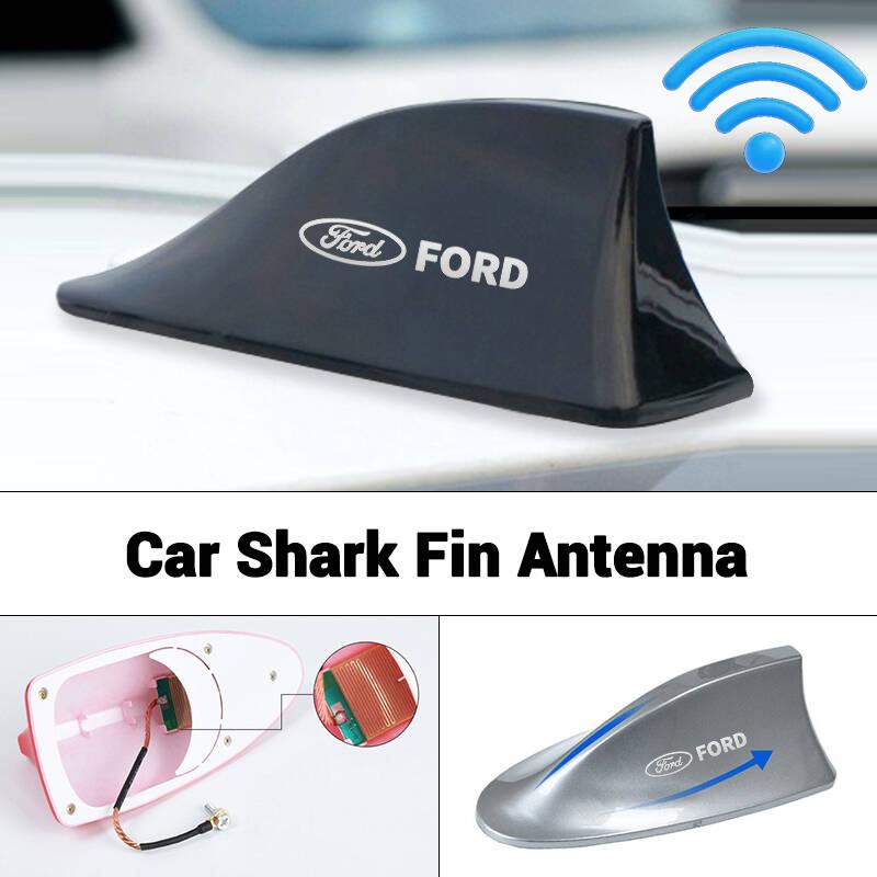 IARW2 Car Roof Top Mount Shark Shape Fin Antenna Radio Signal Aerial Sticker For Ford Fiesta Focus 2 Mondeo Mk4 Mustang Ranger Kuga