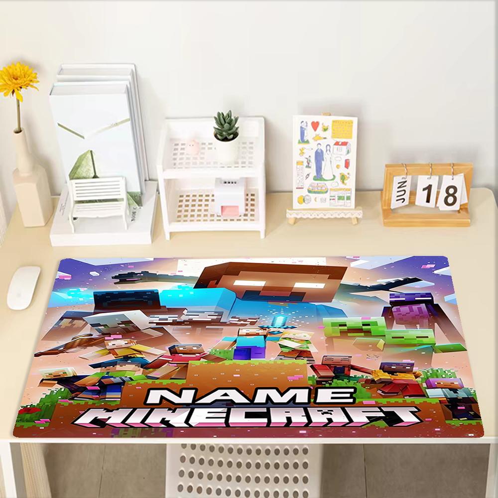 Custom Name Minecraft Theme Mouse Pad, Non Slip Rubber Base, Multifunctional Office & Home Decor, Perfect for Workspace Personalization.