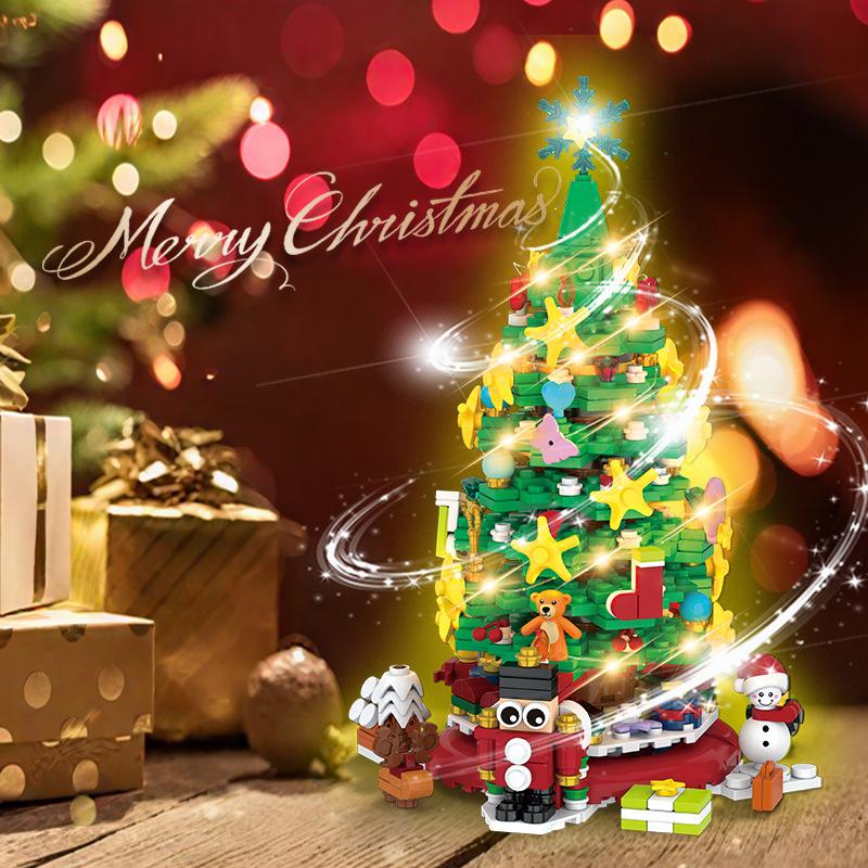 Anniversary Christmas Tree Light Up Building Blocks Toy