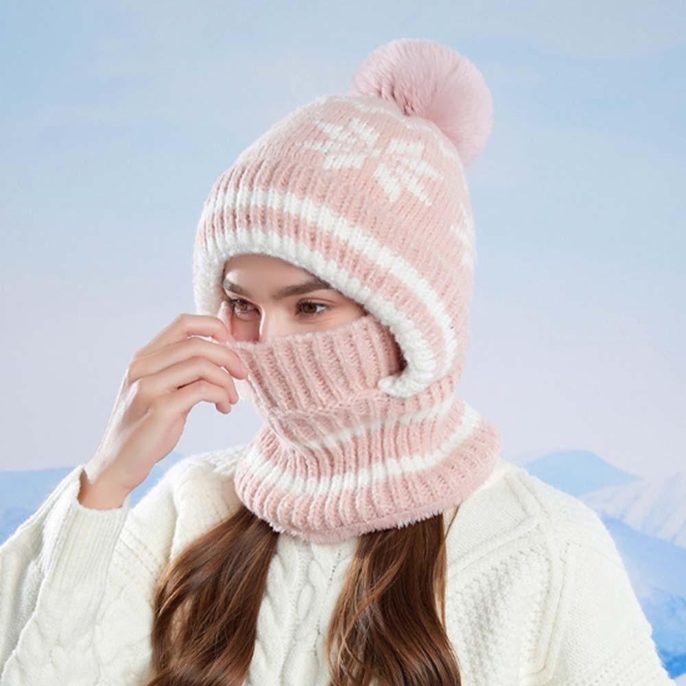 Ear Protection Winter Beanie Mask Fleece Lining Thermal Face Cover Fashion Ladies