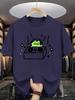 Unisex O Neck Tee Dj Frog Turntable Cartoon Print Cotton Short Sleeve Loose Summer Street Breathable Daily Casual Basic Wear Top