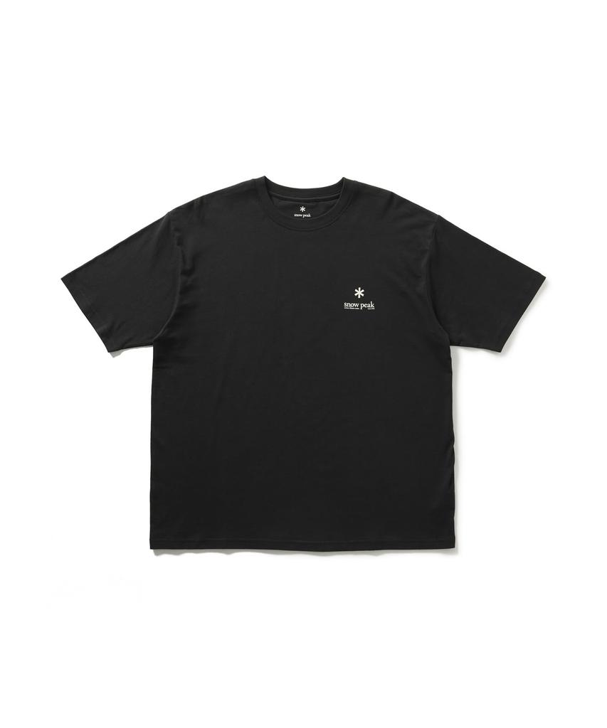 Snow Peak Soft Cotton Relaxed Logo Short Black T-Shirt TS-25AU006, Sleeve, Men's/Women's, XL,