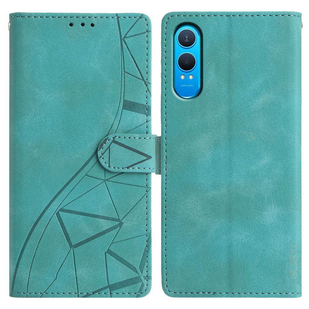 For OnePlus Nord CE4 Lite 5G Case Wallet Stand Imprinted Triangle Pattern Leather Phone Flip Cover